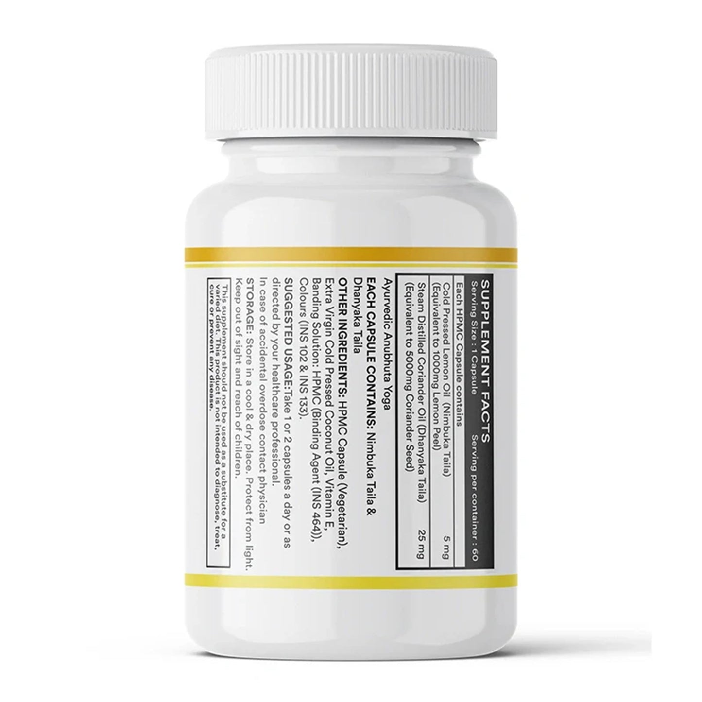 INLIFE Natural Lemon Coriander Oil Capsules | 60 Liquid Filled Vegetarian Capsules