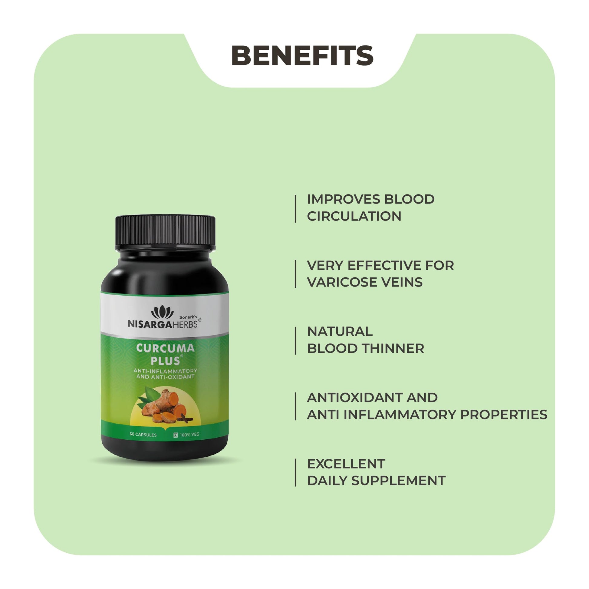 Nisarga Herbs Curcumin with Long Pepper | US Patented, High Bioavailabi- image 9