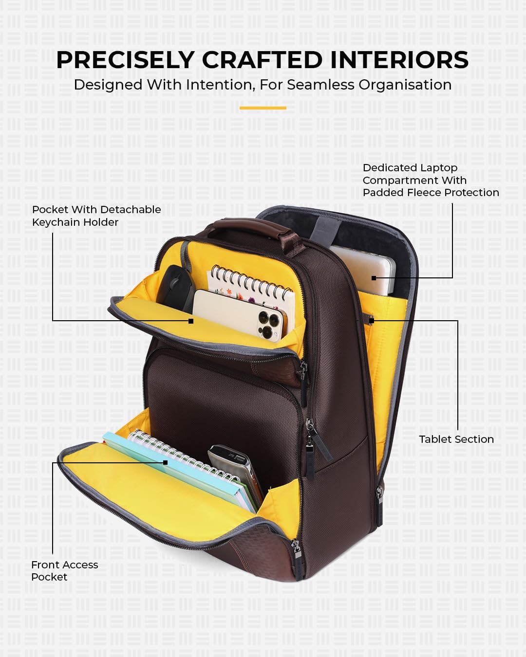 EUME Premium 15.6 in Laptop bags for Men & Women Office Use | Stylish Backpack Bag | Spacious Backpack for Travelling | 24L Zenith Brown