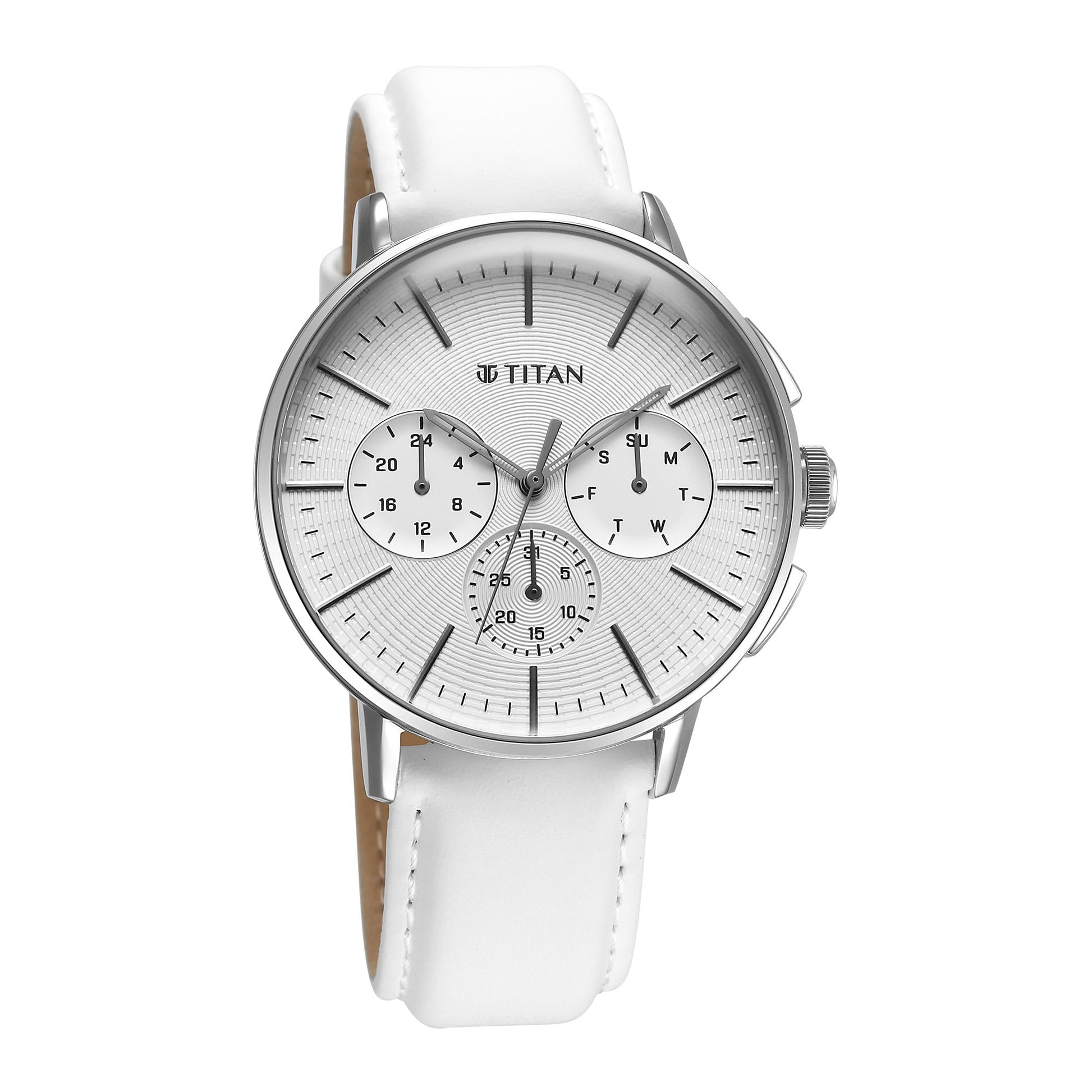 Titan Analog Silver White Dial Men's Watch-90200SL04