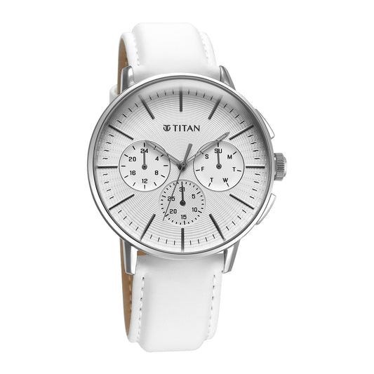 Titan Analog Silver White Dial Men's Watch-90200SL04