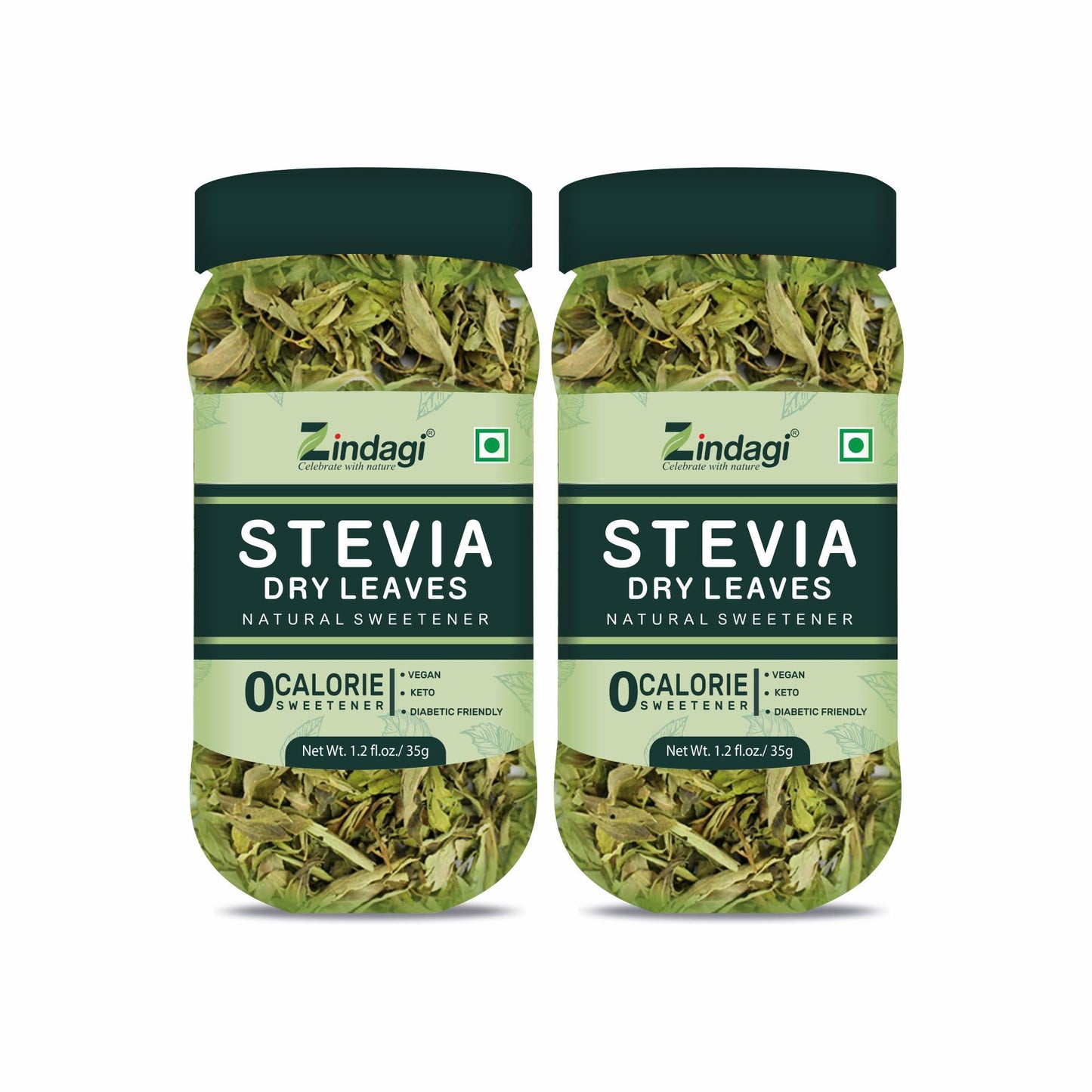 Zindagi Natural Sugarfree Sweetener | Pure Stevia Dry Leaves | Diabetic Friendly Stevia Sugar | Pack Of 2