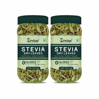 Zindagi Natural Sugarfree Sweetener | Pure Stevia Dry Leaves | Diabetic Friendly Stevia Sugar | Pack Of 2