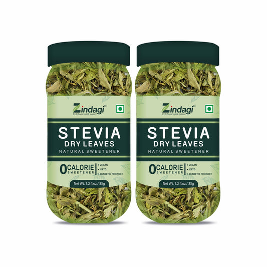 Zindagi Natural Sugarfree Sweetener | Pure Stevia Dry Leaves | Diabetic Friendly Stevia Sugar | Pack Of 2