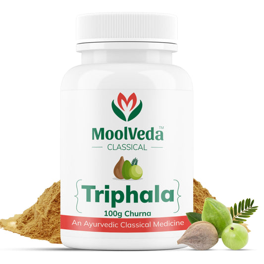 Moolveda 100% Oragnic & Natural Triphala Churna for Constipation Relief, Gut Health, Triphala for Eyes, Herbal Digestive Supplement, 100gm
