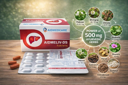 AIDMELIV-DS 500mg Ayurvedic Liver Tablets – Fatty Liver Support, SGOT SGPT Balance, Liver Detox & Digestive Health, Gas Acidity Relief, Appetite Booster Herbal Liver Care Supplement – 100 Tablets | AIDMED CARE