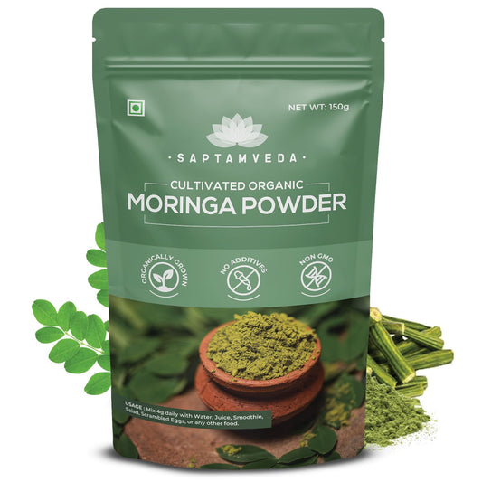 SAPTAMVEDA 100% Organic Moringa Leaf Powder - Healthy Superfood (150 GM)