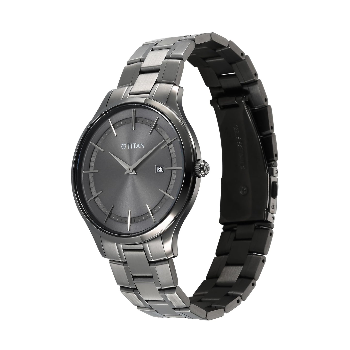 Titan Clasique Slim Quartz Analog with Date Grey Dial with Grey Color S- image 4