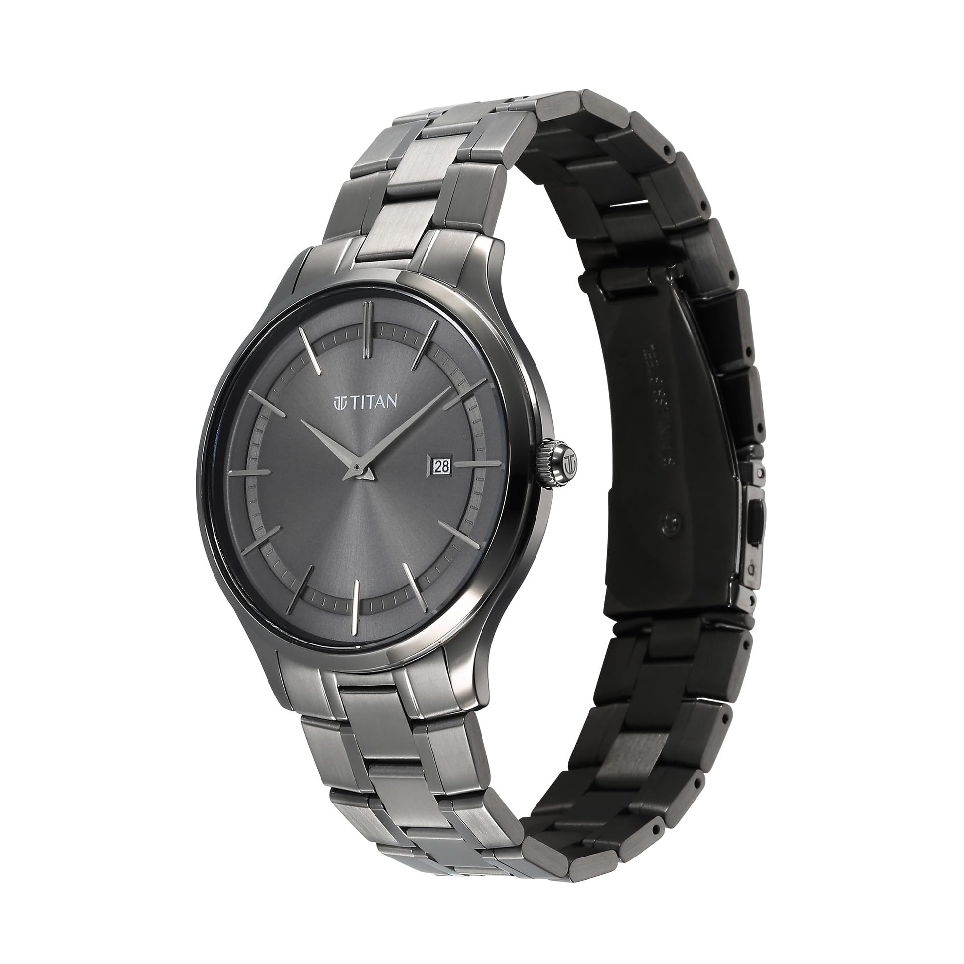 Titan Clasique Slim Quartz Analog with Date Grey Dial with Grey Color S- image 4