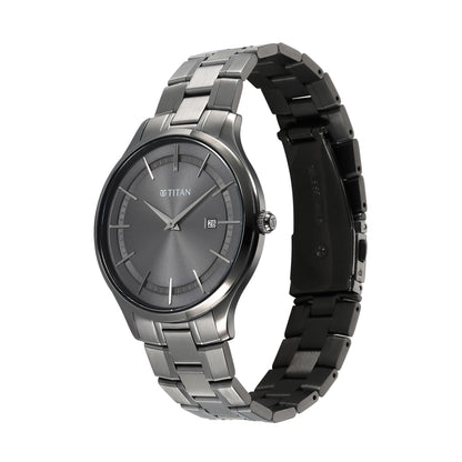 Titan Clasique Slim Quartz Analog with Date Grey Dial with Grey Color S- image 4