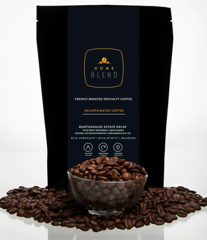 Home Blend Coffee Roasters Bag-Whole Bean-Decaf-Boothangudi Estate Decaffeinated-Pack Of 250 Grams (Dark Roast)