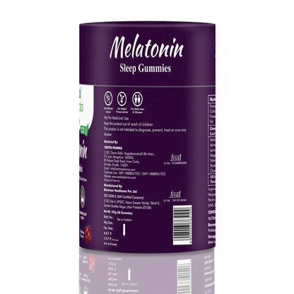 Ventin Organics Itinoin Melatonin 5mg Sleep Gummies | 30N | No Added Sugar | Enhanced with Ashwagandha, Chamomile, Passion Flower & Valerian Root Extract | Sound Sleep & Relaxation Strawberry Flavour