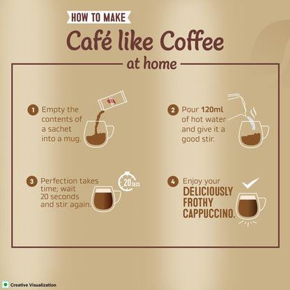 Nescafe Cappuccino | Cafe-like Coffee At Home |Coffee Premix | Just Add Hot Water | 125 G (5 Sachets x 25 G).