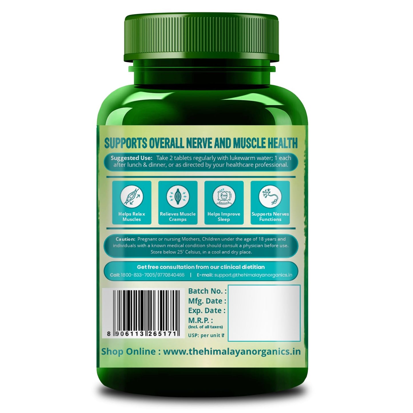 Vlado's Himalayan Organics Magnesium Glycinate Supplement 2000 MG - 30 Tablets