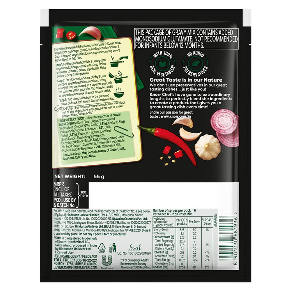 Knorr Chinese Manchurian Gravy Mix, Serves 6, 55 grams