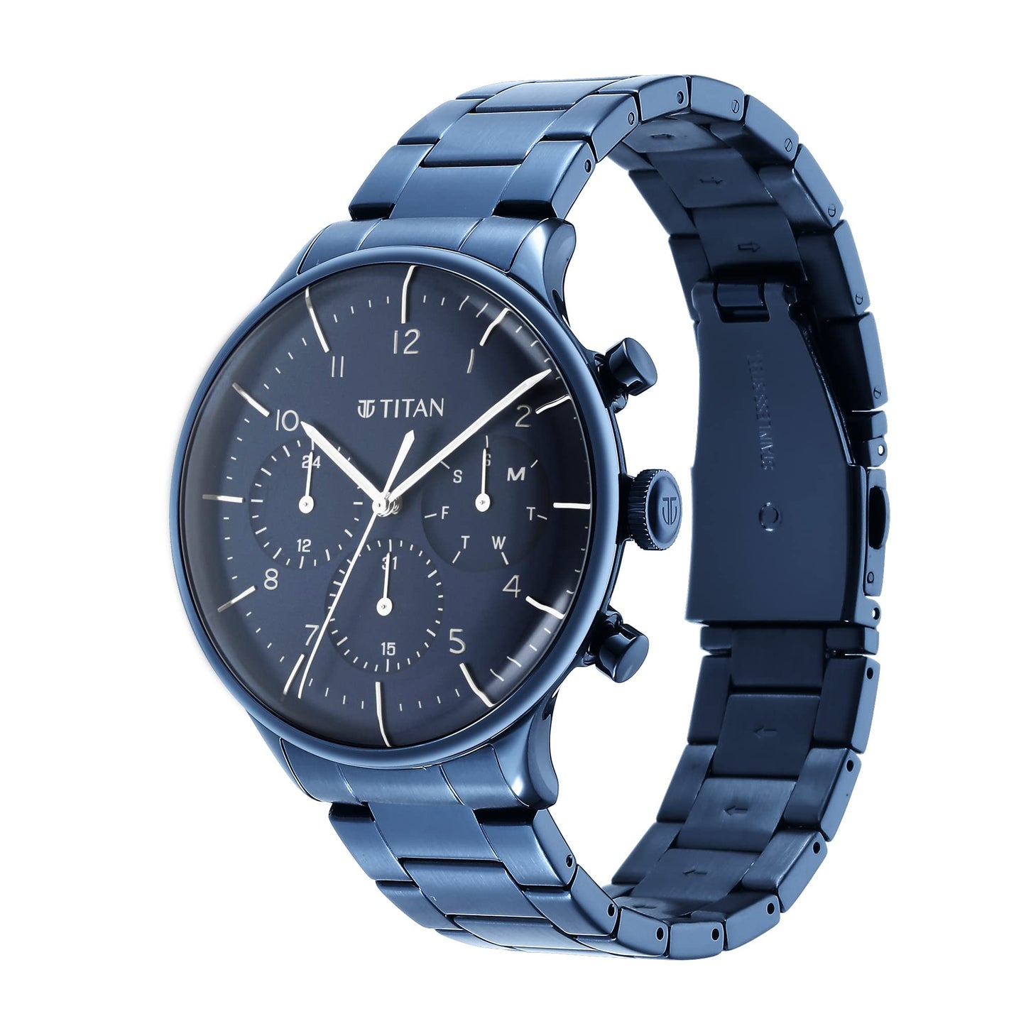 Titan Urban Magic Quartz Multifunction Blue Dial Metallic Blue Stainles- image 4