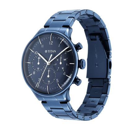Titan Urban Magic Quartz Multifunction Blue Dial Metallic Blue Stainles- image 4