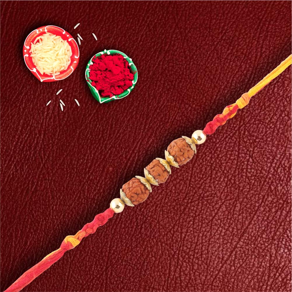 SFU E Com Dark Almond Elegance With Blackberry Chocolates And Trine Rudraksha Rakhi | Rakhi Chocolate Gift For Brother | 32