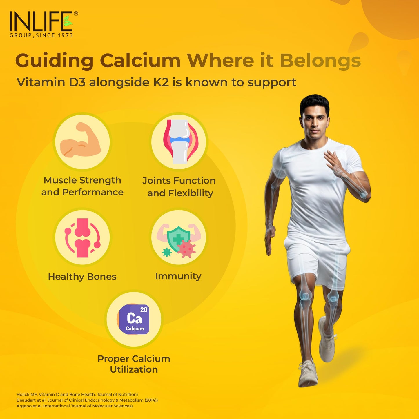 INLIFE Vitamin D3 600 IU K2 MK7 55 mcg, Lichen Sourced Plant Based, Stronger Bones Immunity & Calcium Absorption, 60 Tablets