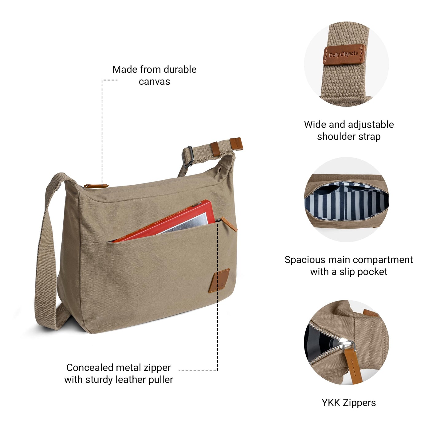 DailyObjects Khaki Beige March Crossbody Sling Bag for women Large