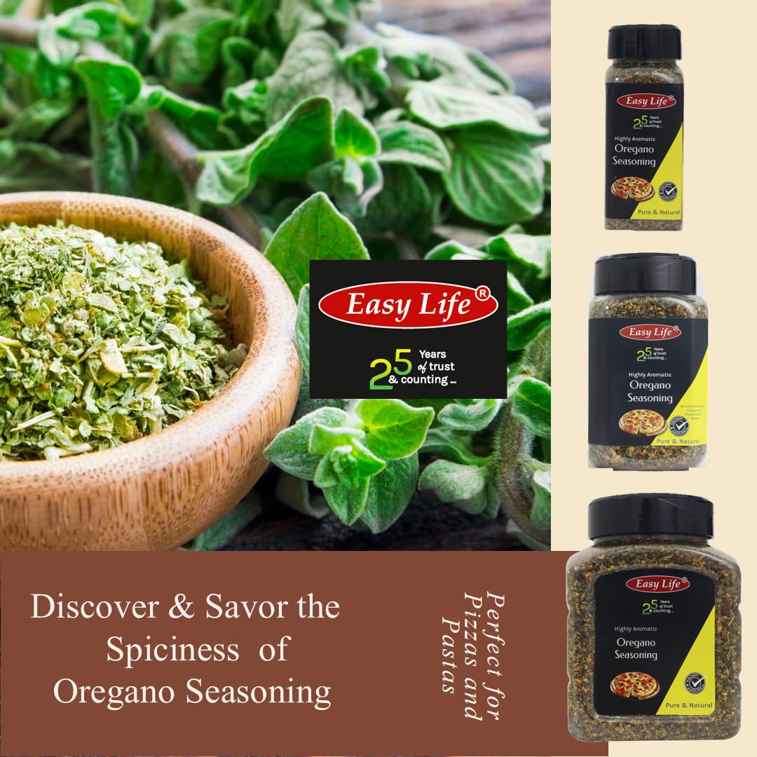 Easy Life Oregano Seasoning 230gram I Ideal Blend I Mix of Herb and Spice with Chili Flakes for Pizza Pasta I Versatile Chefs Choice I Powder Spices and Herbs I Contains Garlic