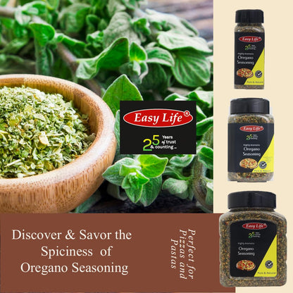 Easy Life Oregano Seasoning 230gram I Ideal Blend I Mix of Herb and Spice with Chili Flakes for Pizza Pasta I Versatile Chefs Choice I Powder Spices and Herbs I Contains Garlic