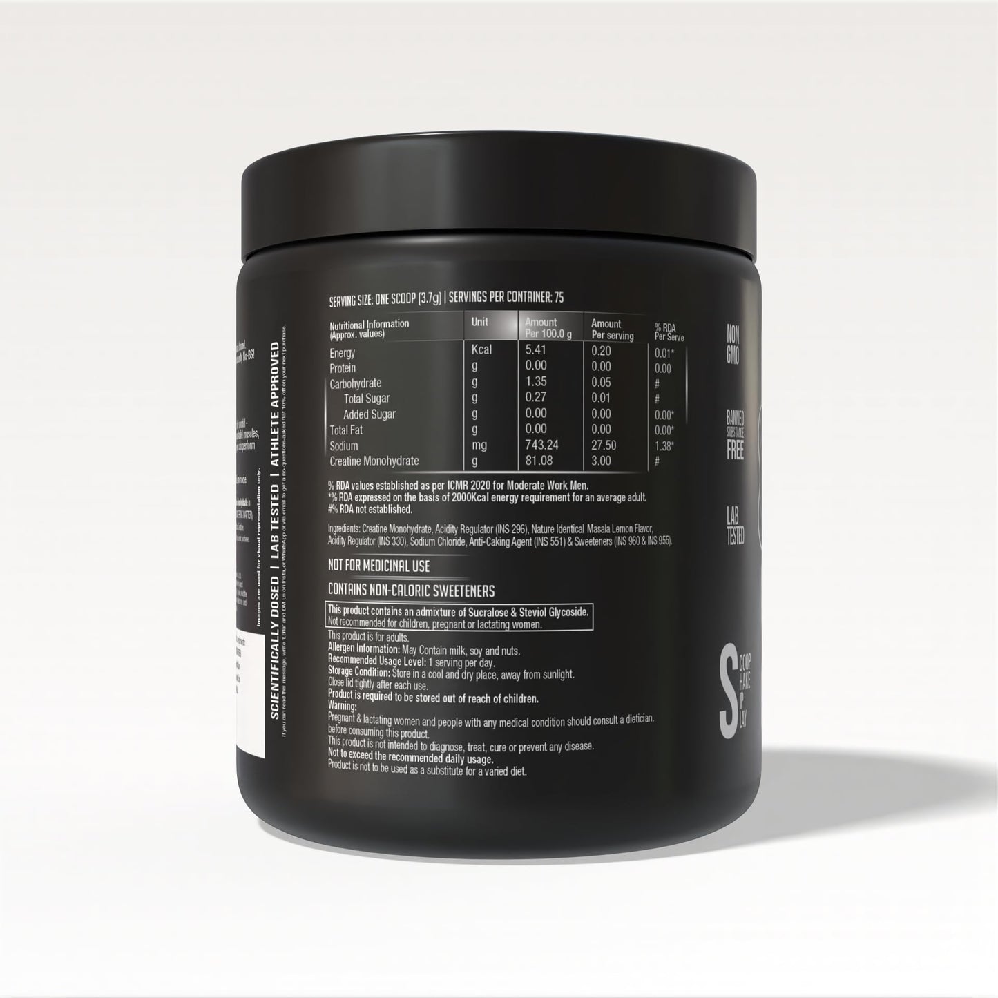 G.O.A.T Fit 100% Pure Micronized Creatine Monohydrate Powder | Superior Absorption, Monstrous Performance | For Improvement in Strength, Power, and Size (280gm - 75 Servings, Masala Lemonade)