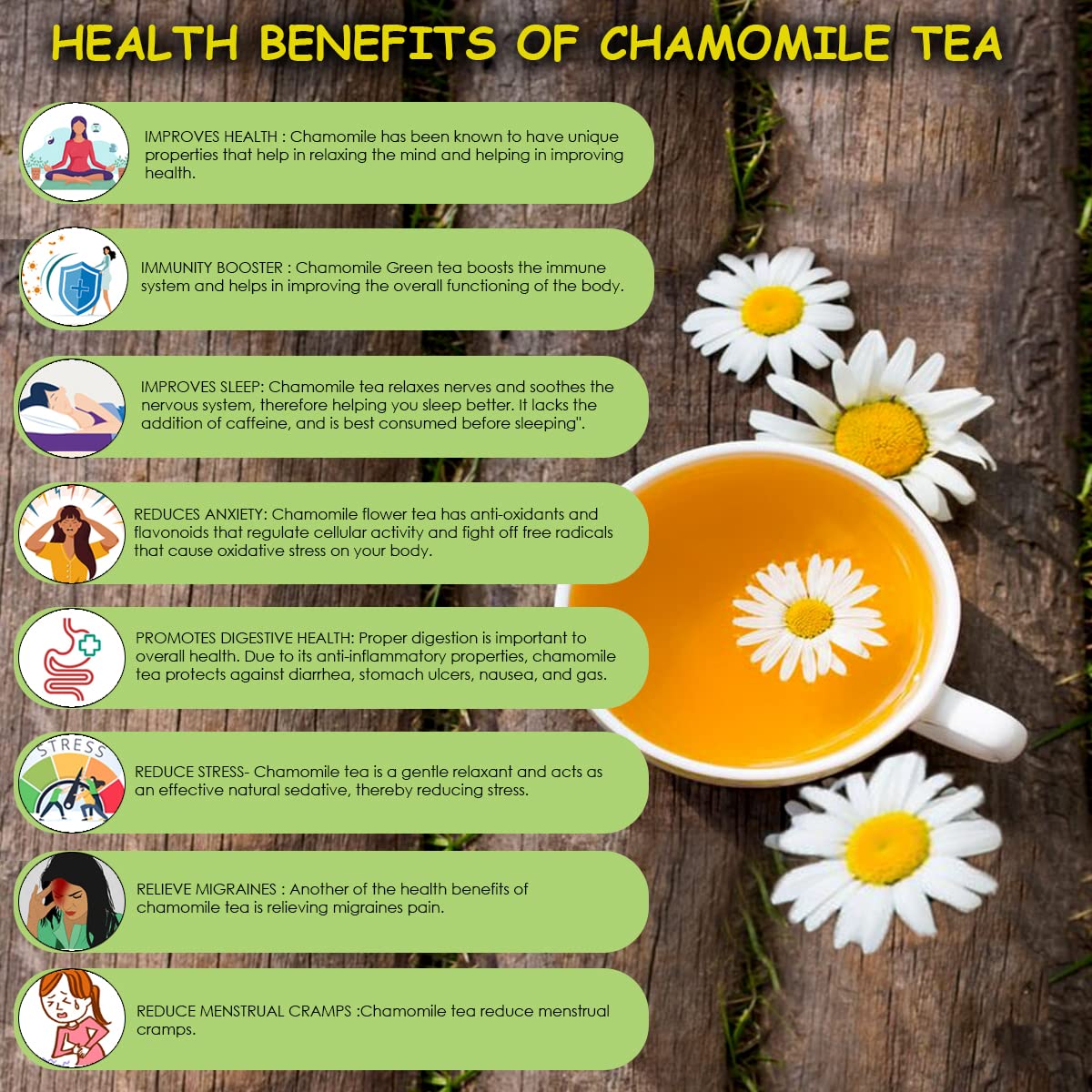 Caffeine Free Chamomile whole flower tea from Uttarakhand