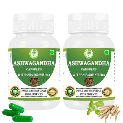 Morsan's Ashwagandha (Withania sominfera) Capsules, Pack of 60 x 500 mg. Veg. Capsules (2)