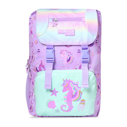 HAMSTER LONDON Twinkle Horn Unicorn Backpack Jumbo –15.9L Spacious Purple Backpack| Durable PU Material, Water-Resistant | 3 Zipped Compartments & Padded Straps(L12cm x W5cm x H17cm)