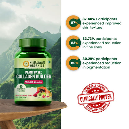 Himalayan Organics Organic Collagen Builder for Hair and Skin With Biotin & Vitamin C (60 Capsules)