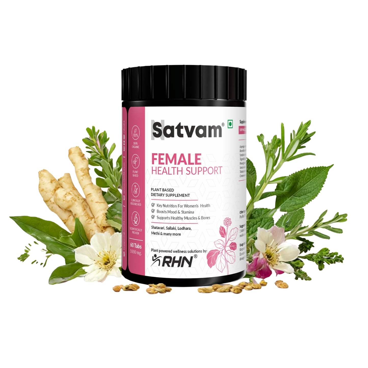 SATVAM Female Health Support (60 Tabs), Plant-Based Women's Nutrition