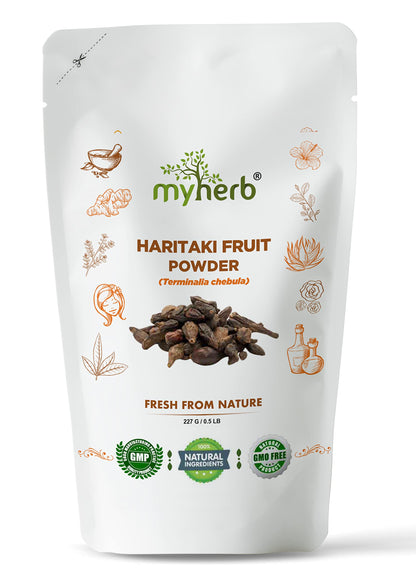 MYHERB 100% Natural Organic Haritaki Powder || 227 Gm/0.5 Lbs || Terminalia Cheb