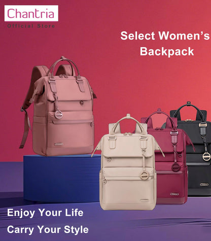 Chantria Laptop Backpack for Women 15.6-inch Work Office Backpack 13L Capacity Laptop Bag College Bookbag Water-resistant Casual Backpack for Travel (Nostalgia Rose)