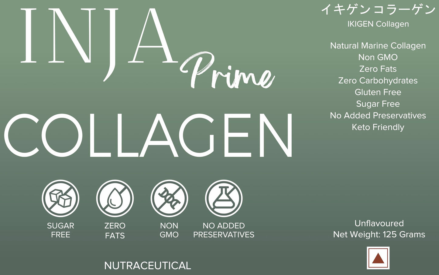 INJA Prime Marine Collagen Supplement Powder for Women and Men, Japanese Collagen with Original Formulation, Healthy Skin, Joints, Hair Growth, Sugar-Free, Unflavoured, 125 gm