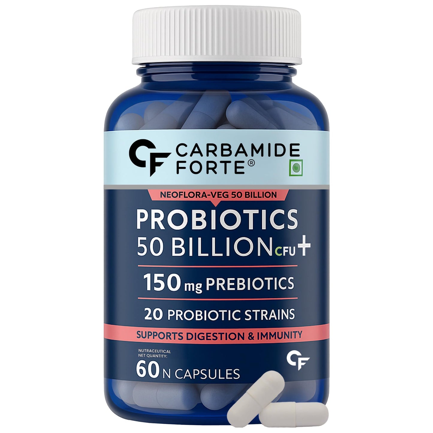 Carbamide Forte Multivitamin Tablet & Omega 3 fish oil capsules - 60 Tablets + 60 Softgel Capsules & Probiotics Supplement 50 Billion CFU – 60 Capsules