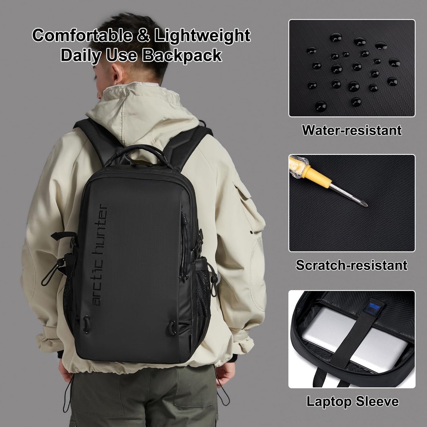 Arctic Hunter Laptop Backpack for Men Women 25L Lightweight Water-resistant Casual Backpack 5 Pockets Sleek 15.6-inch Laptop Bag for Office College Daypack, Blue