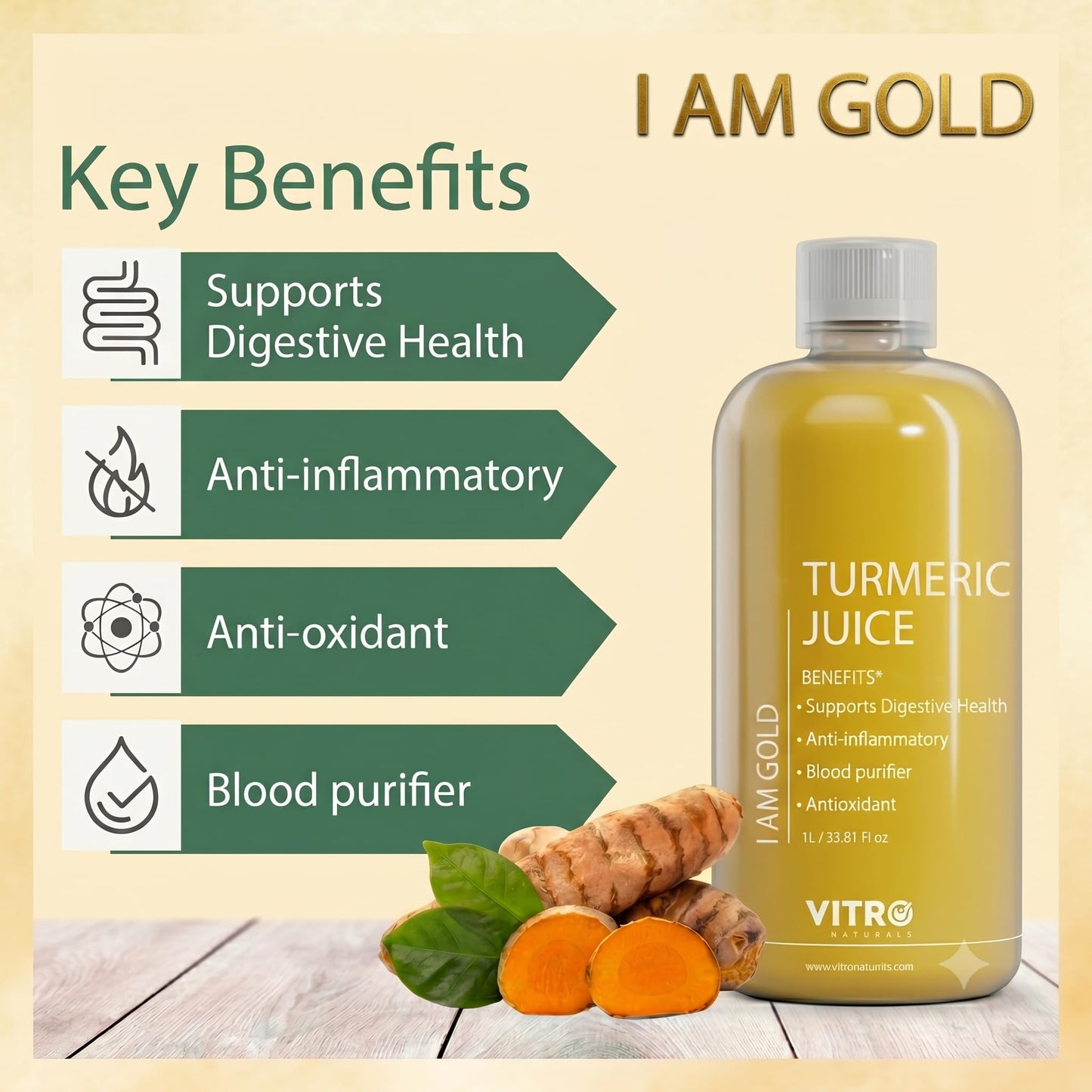 Vitro Turmeric Juice with Black Pepper 1Ltr | Liquid Curcumin Supplement for Joint Support, Inflammation & Immunity | kachi haldi,Fast Absorbing Alternative to Turmeric Capsules & Curcumin Tablets (1ltr)