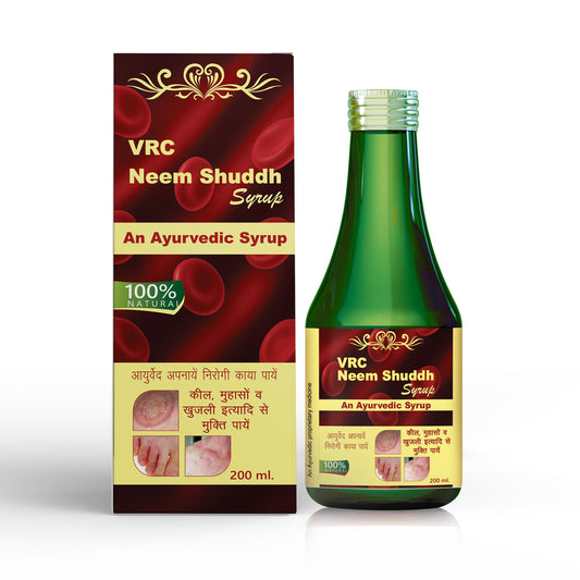 VRC Healthcare Neem Shuddh Syrup 200ml | Helps With Acne, Pimples, Itching Skin | Purifies Blood & Improves Circulation | Controls Body Heat, Immune & Daily Wellness Support | 100% Ayurvedic