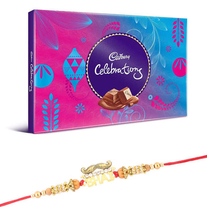 SFU E Com Cadbury Celebration Chocolate Hamper, Bhai Rakhi with Chocolate Gift for Brother, Roli, Chawal, Chandan, Misri, 19