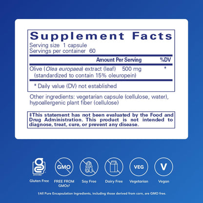 Pure Encapsulations - Olive Leaf extract 500 mg 60 cap