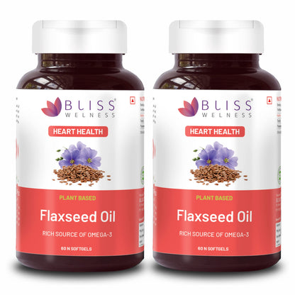 Bliss Welness Organic Flaxseed Oil 2000MG Omega 3 6 9 Cold Pressed Heart Brain E