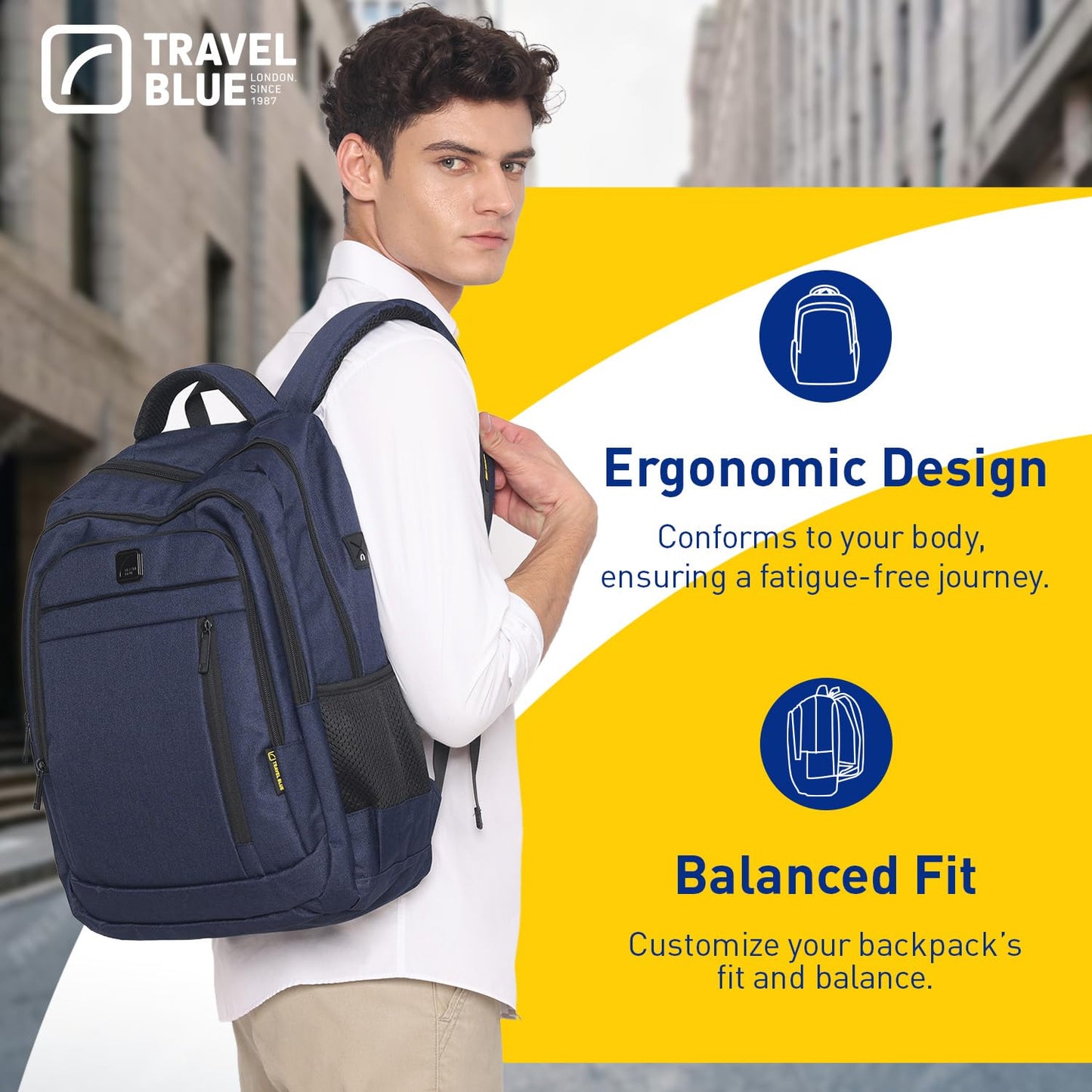 Travel Blue Vanguard Executive 15.4 Inches laptop Compartment, 25 L Casual Backpack,Organizer Pocket for Men Women Boys Girls Navy Blue
