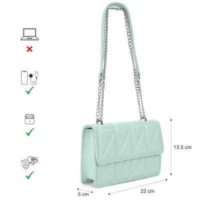 Fastrack Casual Sling Bag with Magnet Button Closure for Girls, Small Size with Internal Organiser, Handheld Design and Metal Chain Sling