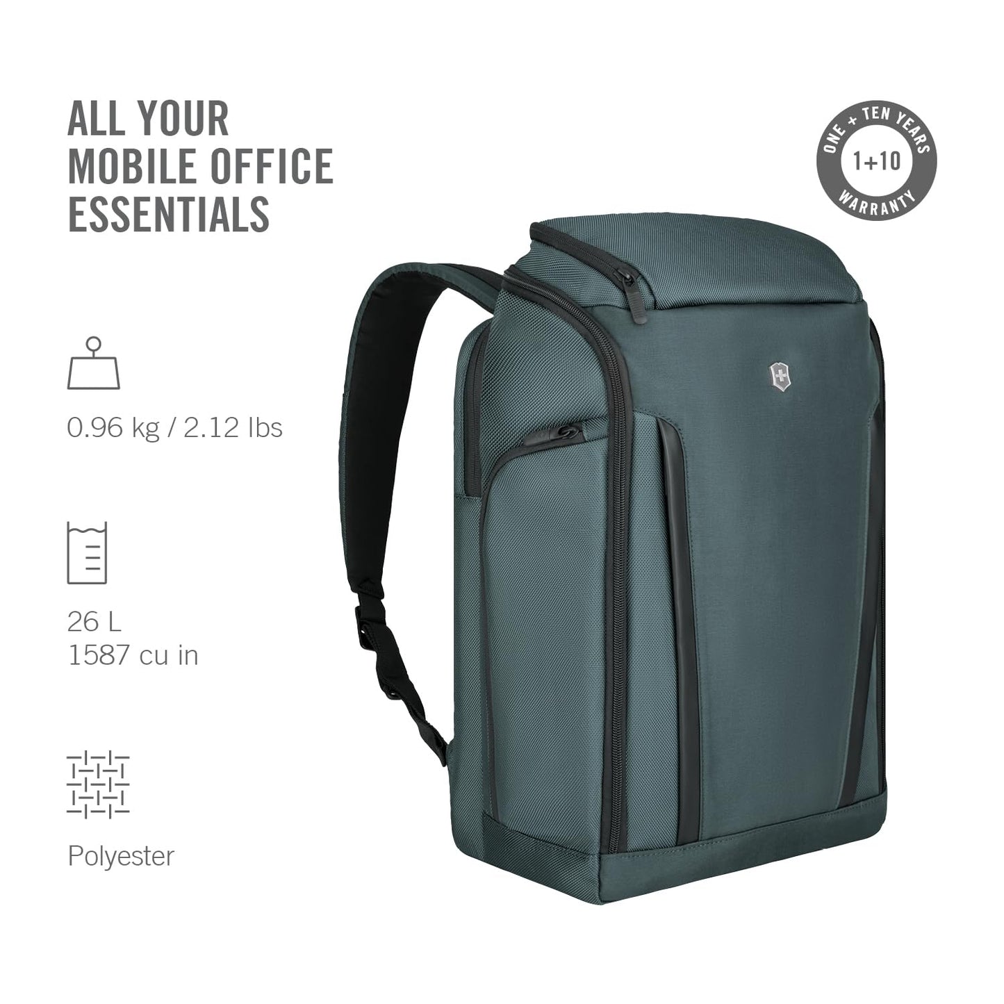 Victorinox Swiss Designed Backpack, Altmont Professional Fliptop Laptop Backpack, Storm, Dedicated Laptop and Tablet Compartment, Business Travel Office Bag For Men, Laptop Bag, 26 Litres, (653288)