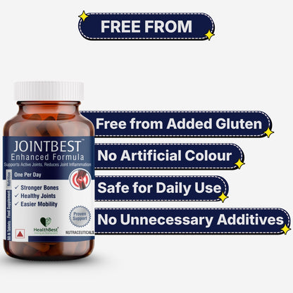 HealthBest Joint Support Supplement - 60 Glucosamine Tablets with Chondroitin, MSM, Vitamin C, D3, B12 for Joint Strength, Pain Relief & Flexibility