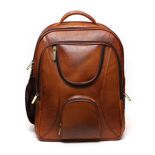 HYATT Leather Accessories Laptop Backpack For Men & Women (Tan, 20 Liters 40.6 cms)