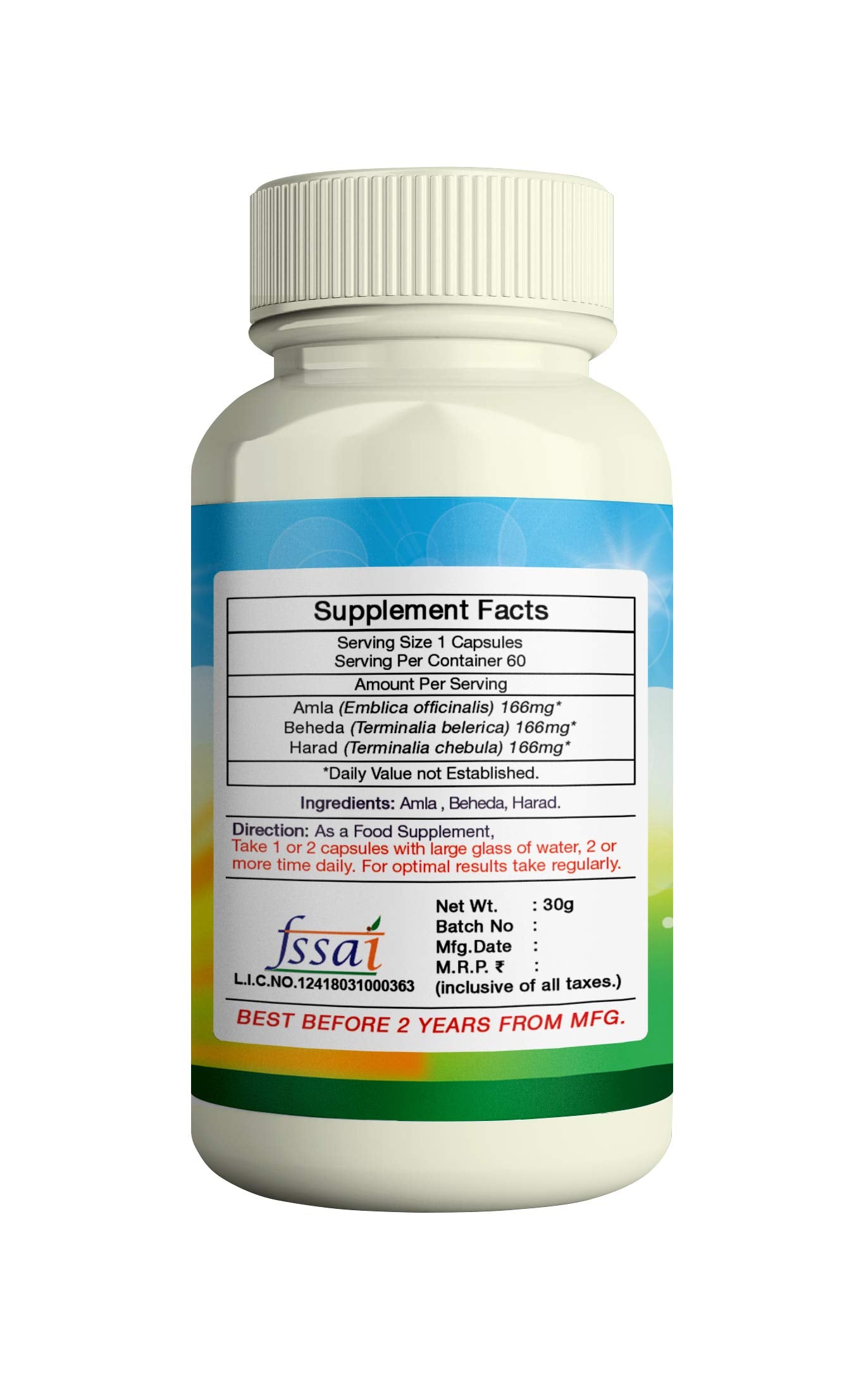 ERBZENERG Organic TRIPHALA 60 Capsules | Pack of 2