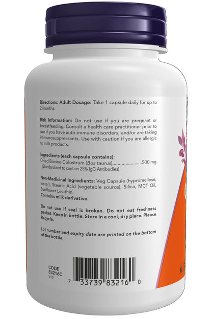 Now Foods Colostrum 500Mg 25% Igg 120Vcap- image 8