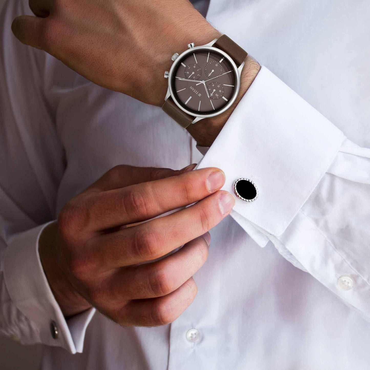 Titan Light Leathers IV Analog Brown Dial Men's Watch-90134SL02/NP90134- image 2